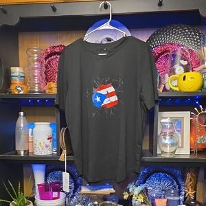 Black T-Shirt with Puerto Rican Flag/Fist